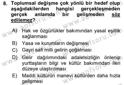 Yeni Toplumsal Hareketler Dersi 2016 - 2017 Yılı (Final) Dönem Sonu Sınav Soruları 8. Soru