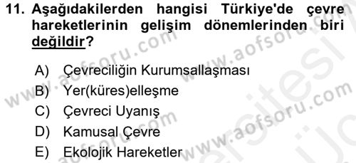 Yeni Toplumsal Hareketler Dersi 2017 - 2018 Yılı 3 Ders Sınav Soruları 11. Soru