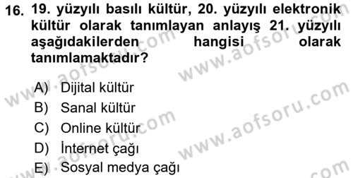 Yeni Toplumsal Hareketler Dersi 2017 - 2018 Yılı 3 Ders Sınav Soruları 16. Soru
