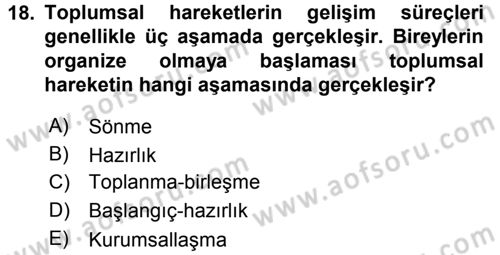 Yeni Toplumsal Hareketler Dersi 2017 - 2018 Yılı 3 Ders Sınav Soruları 18. Soru