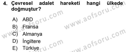Yeni Toplumsal Hareketler Dersi 2017 - 2018 Yılı 3 Ders Sınav Soruları 4. Soru