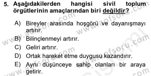 Yeni Toplumsal Hareketler Dersi 2017 - 2018 Yılı 3 Ders Sınav Soruları 5. Soru