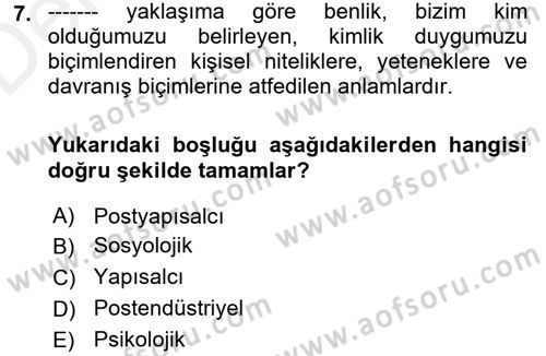 Yeni Toplumsal Hareketler Dersi 2017 - 2018 Yılı 3 Ders Sınav Soruları 7. Soru