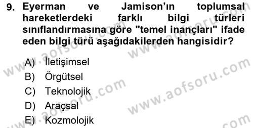 Yeni Toplumsal Hareketler Dersi 2017 - 2018 Yılı 3 Ders Sınav Soruları 9. Soru