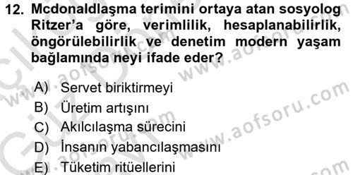 Yeni Toplumsal Hareketler Dersi Ara Sınavı Deneme Sınav Soruları 12. Soru