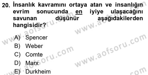 Yeni Toplumsal Hareketler Dersi 2017 - 2018 Yılı (Vize) Ara Sınav Soruları 20. Soru