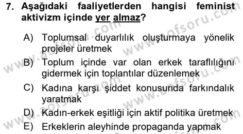 Yeni Toplumsal Hareketler Dersi Ara Sınavı Deneme Sınav Soruları 7. Soru