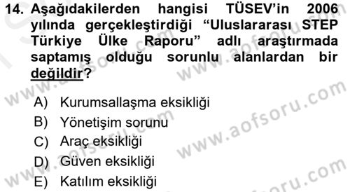 Yeni Toplumsal Hareketler Dersi 2017 - 2018 Yılı (Final) Dönem Sonu Sınav Soruları 14. Soru