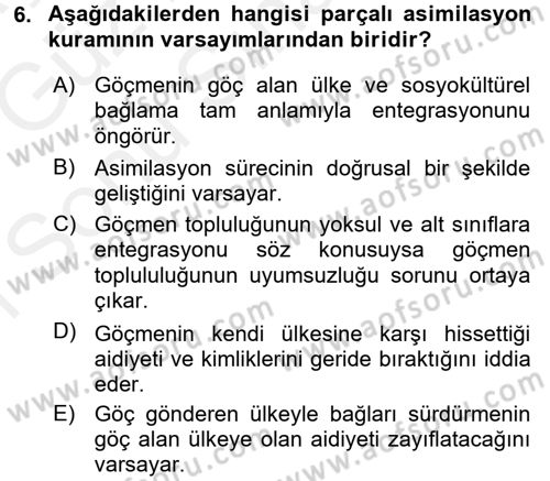 Yeni Toplumsal Hareketler Dersi 2017 - 2018 Yılı (Final) Dönem Sonu Sınav Soruları 6. Soru