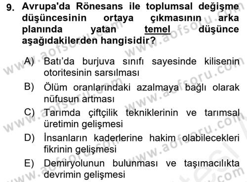 Yeni Toplumsal Hareketler Dersi 2017 - 2018 Yılı (Final) Dönem Sonu Sınav Soruları 9. Soru