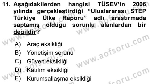 Yeni Toplumsal Hareketler Dersi 2018 - 2019 Yılı 3 Ders Sınav Soruları 11. Soru