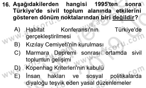 Yeni Toplumsal Hareketler Dersi 2018 - 2019 Yılı 3 Ders Sınav Soruları 16. Soru
