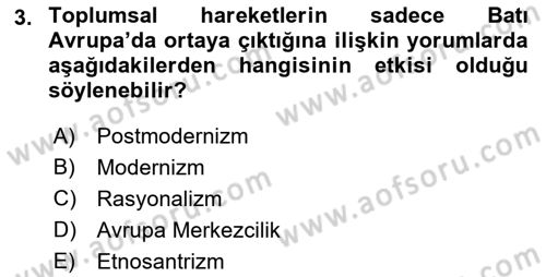 Yeni Toplumsal Hareketler Dersi 2018 - 2019 Yılı 3 Ders Sınav Soruları 3. Soru
