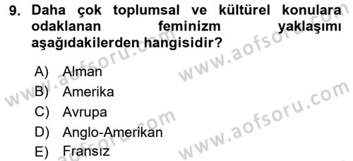 Yeni Toplumsal Hareketler Dersi Ara Sınavı Deneme Sınav Soruları 9. Soru