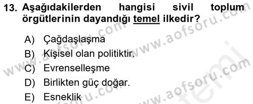 Yeni Toplumsal Hareketler Dersi 2018 - 2019 Yılı (Final) Dönem Sonu Sınav Soruları 13. Soru