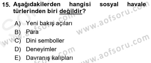Yeni Toplumsal Hareketler Dersi 2018 - 2019 Yılı (Final) Dönem Sonu Sınav Soruları 15. Soru