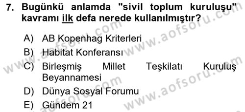 Yeni Toplumsal Hareketler Dersi 2018 - 2019 Yılı (Final) Dönem Sonu Sınav Soruları 7. Soru