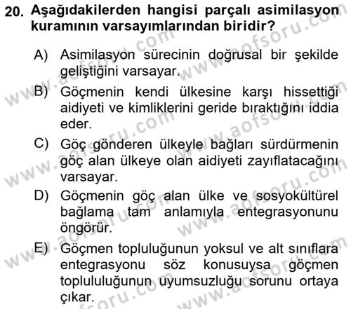 Yeni Toplumsal Hareketler Dersi 2018 - 2019 Yılı Yaz Okulu Sınav Soruları 20. Soru