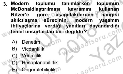 Yeni Toplumsal Hareketler Dersi 2018 - 2019 Yılı Yaz Okulu Sınav Soruları 3. Soru