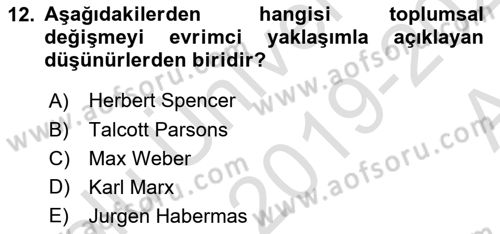 Yeni Toplumsal Hareketler Dersi Ara Sınavı Deneme Sınav Soruları 12. Soru