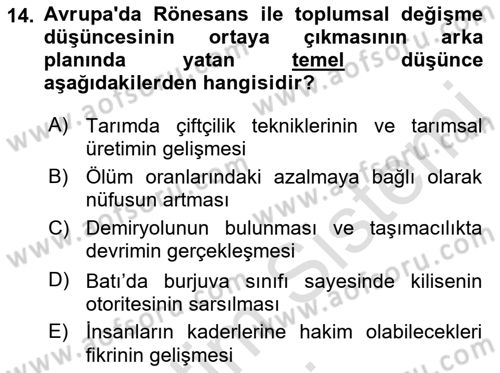 Yeni Toplumsal Hareketler Dersi Ara Sınavı Deneme Sınav Soruları 14. Soru