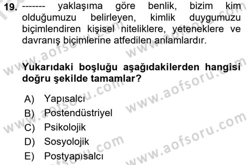 Yeni Toplumsal Hareketler Dersi Ara Sınavı Deneme Sınav Soruları 19. Soru
