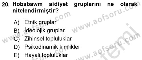 Yeni Toplumsal Hareketler Dersi Ara Sınavı Deneme Sınav Soruları 20. Soru