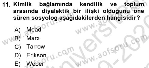 Yeni Toplumsal Hareketler Dersi 2019 - 2020 Yılı (Final) Dönem Sonu Sınav Soruları 11. Soru