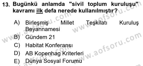 Yeni Toplumsal Hareketler Dersi 2019 - 2020 Yılı (Final) Dönem Sonu Sınav Soruları 13. Soru