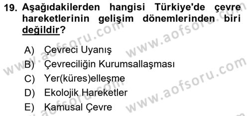 Yeni Toplumsal Hareketler Dersi 2019 - 2020 Yılı (Final) Dönem Sonu Sınav Soruları 19. Soru