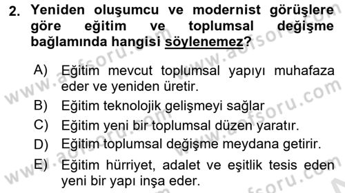 Yeni Toplumsal Hareketler Dersi 2019 - 2020 Yılı (Final) Dönem Sonu Sınav Soruları 2. Soru