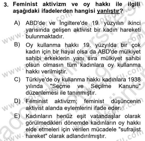 Yeni Toplumsal Hareketler Dersi 2019 - 2020 Yılı (Final) Dönem Sonu Sınav Soruları 3. Soru