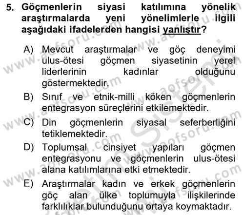 Yeni Toplumsal Hareketler Dersi 2019 - 2020 Yılı (Final) Dönem Sonu Sınav Soruları 5. Soru