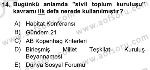 Yeni Toplumsal Hareketler Dersi 2020 - 2021 Yılı Yaz Okulu Sınav Soruları 14. Soru