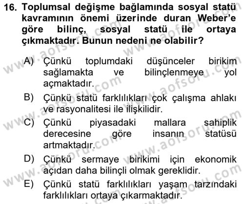 Yeni Toplumsal Hareketler Dersi 2020 - 2021 Yılı Yaz Okulu Sınav Soruları 16. Soru