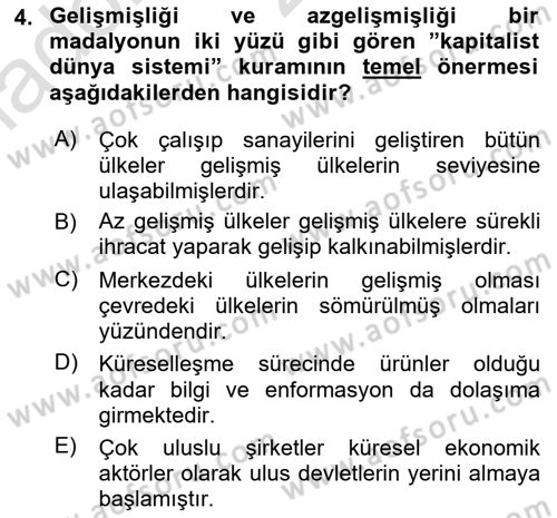 Yeni Toplumsal Hareketler Dersi 2020 - 2021 Yılı Yaz Okulu Sınav Soruları 4. Soru