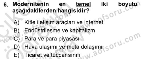 Yeni Toplumsal Hareketler Dersi 2020 - 2021 Yılı Yaz Okulu Sınav Soruları 6. Soru