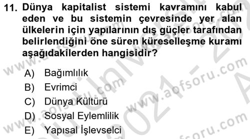 Yeni Toplumsal Hareketler Dersi 2021 - 2022 Yılı (Vize) Ara Sınav Soruları 11. Soru