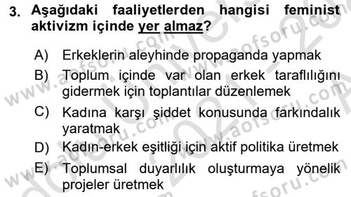 Yeni Toplumsal Hareketler Dersi Ara Sınavı Deneme Sınav Soruları 3. Soru