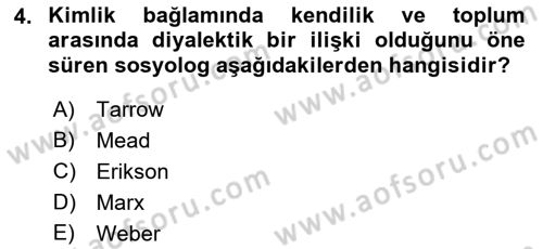 Yeni Toplumsal Hareketler Dersi 2021 - 2022 Yılı (Vize) Ara Sınav Soruları 4. Soru