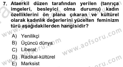 Yeni Toplumsal Hareketler Dersi Ara Sınavı Deneme Sınav Soruları 7. Soru