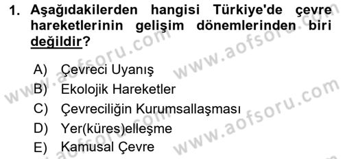 Yeni Toplumsal Hareketler Dersi 2021 - 2022 Yılı (Final) Dönem Sonu Sınav Soruları 1. Soru