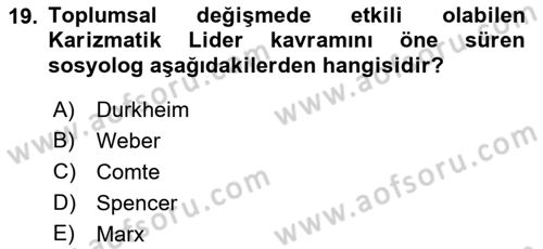 Yeni Toplumsal Hareketler Dersi 2021 - 2022 Yılı (Final) Dönem Sonu Sınav Soruları 19. Soru