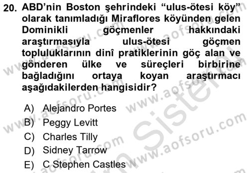 Yeni Toplumsal Hareketler Dersi 2021 - 2022 Yılı (Final) Dönem Sonu Sınav Soruları 20. Soru