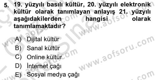 Yeni Toplumsal Hareketler Dersi 2021 - 2022 Yılı (Final) Dönem Sonu Sınav Soruları 5. Soru