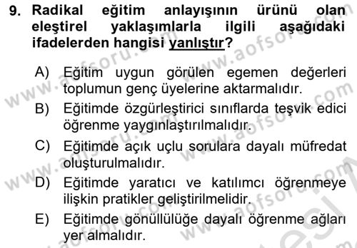 Yeni Toplumsal Hareketler Dersi 2021 - 2022 Yılı (Final) Dönem Sonu Sınav Soruları 9. Soru