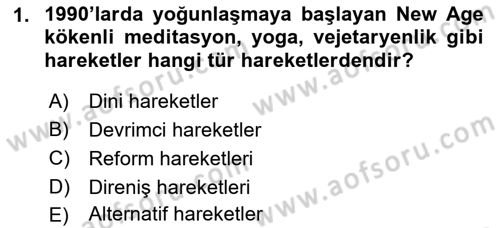 Yeni Toplumsal Hareketler Dersi 2021 - 2022 Yılı Yaz Okulu Sınav Soruları 1. Soru