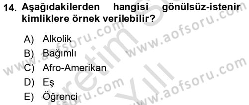 Yeni Toplumsal Hareketler Dersi 2021 - 2022 Yılı Yaz Okulu Sınav Soruları 14. Soru