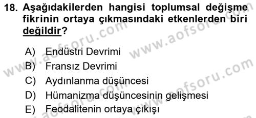 Yeni Toplumsal Hareketler Dersi 2021 - 2022 Yılı Yaz Okulu Sınav Soruları 18. Soru
