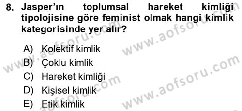 Yeni Toplumsal Hareketler Dersi 2021 - 2022 Yılı Yaz Okulu Sınav Soruları 8. Soru